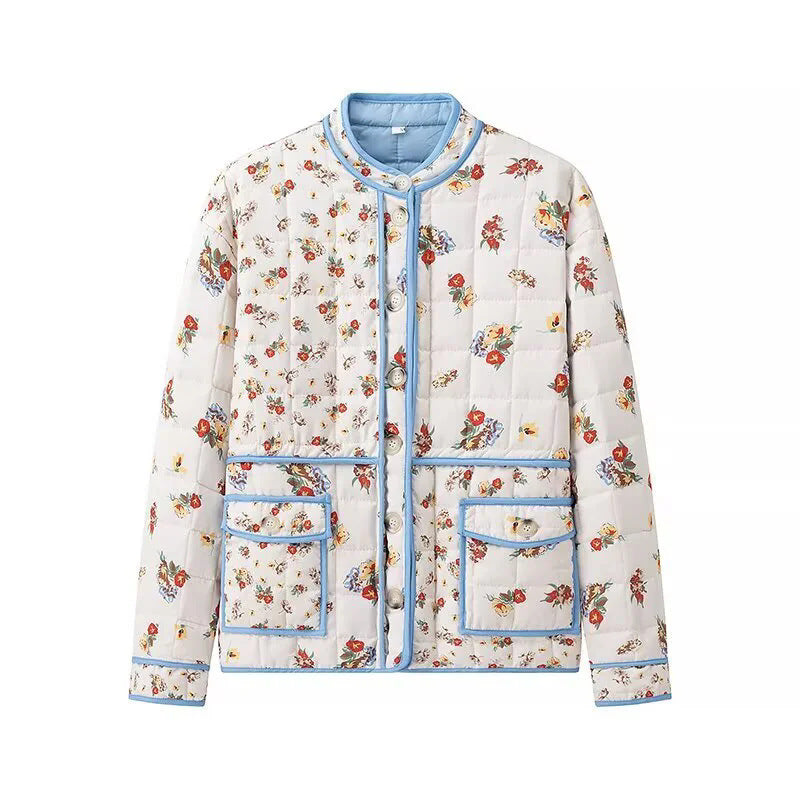 Damen Blumengestickte Steppjacke mit praktischen Taschen und modernem Schnitt R&B