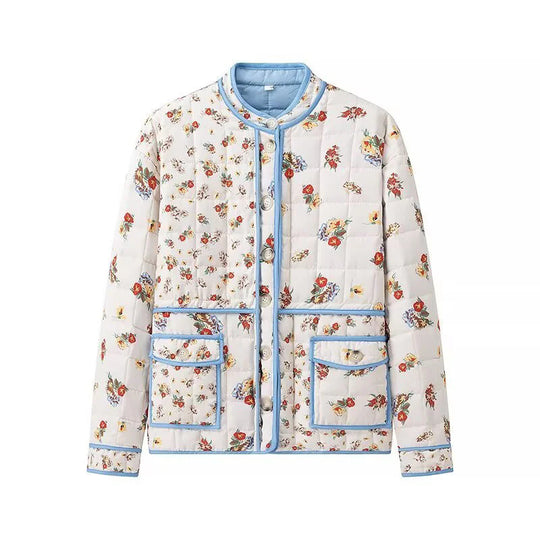 Damen Blumengestickte Steppjacke mit praktischen Taschen und modernem Schnitt R&B