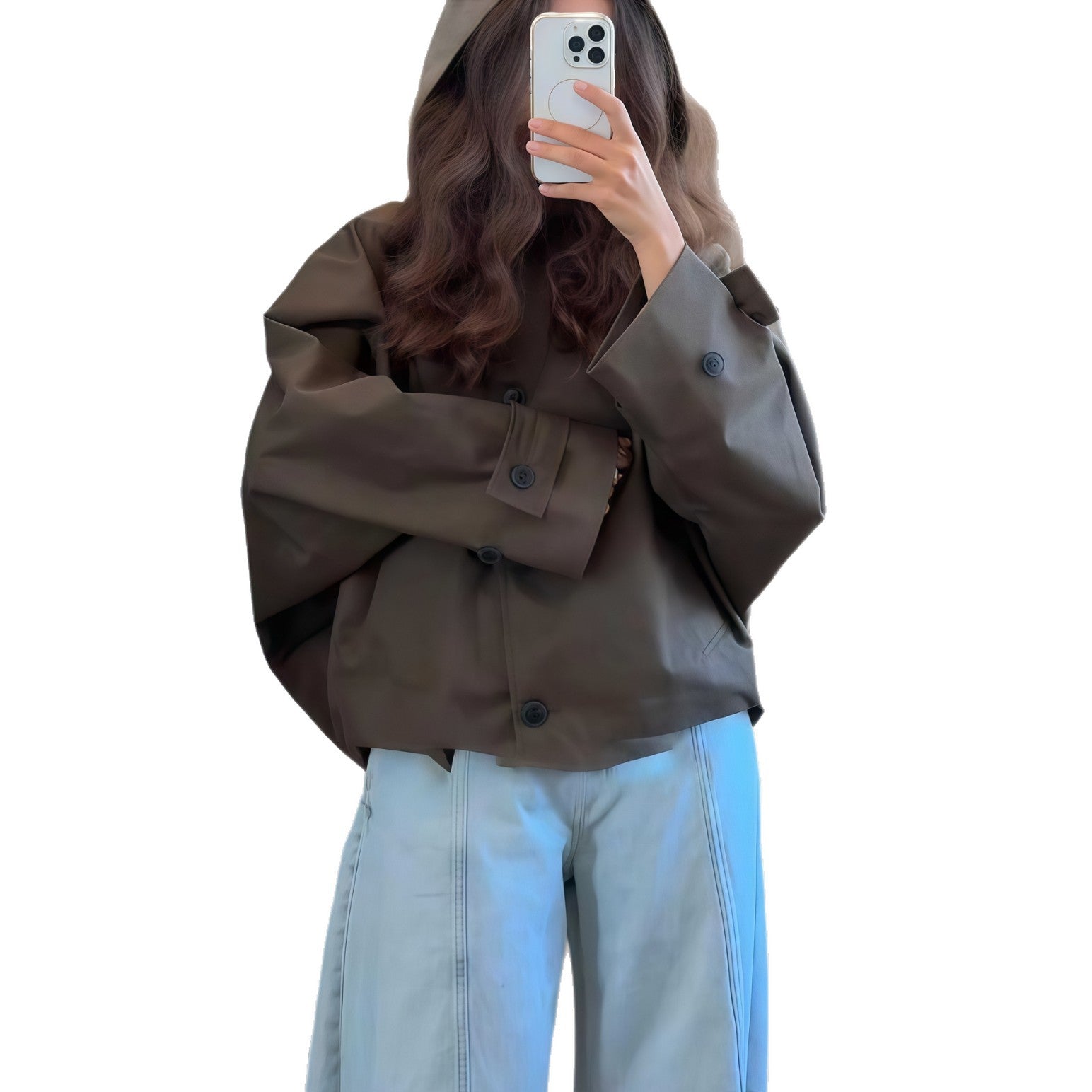 Damen Oversized Regenjacke mit Kapuze und modischem Schnitt R&B