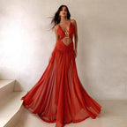 Damen Luftiges Maxikleid mit Cut-Outs und eleganter Drapierung