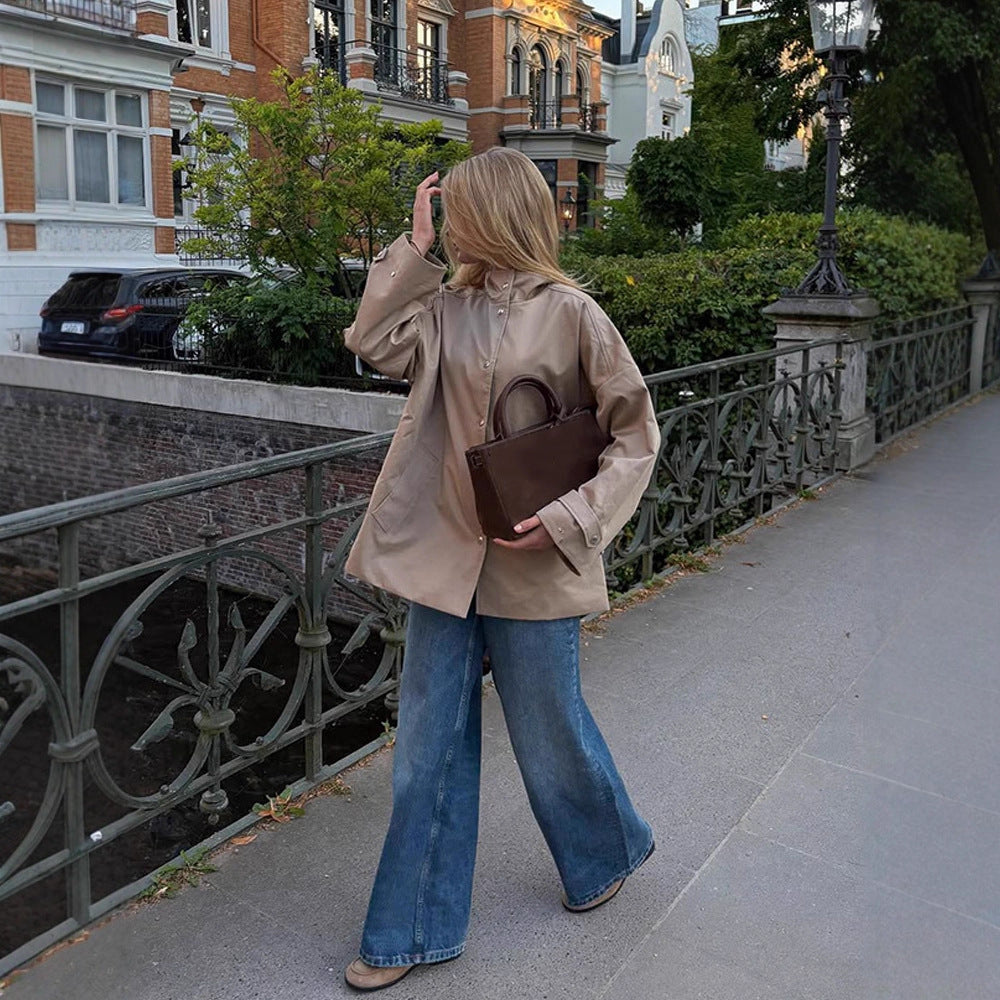 Damen lässige Oversized Jacke mit praktischen Taschen R&B