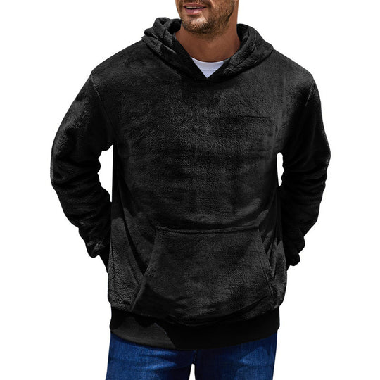 Herren kuscheliger Hoodie mit praktischen Kängurutaschen und hohem Kragen R&B