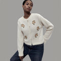 Damen gestrickter Cardigan mit floralen Stickereien R&B