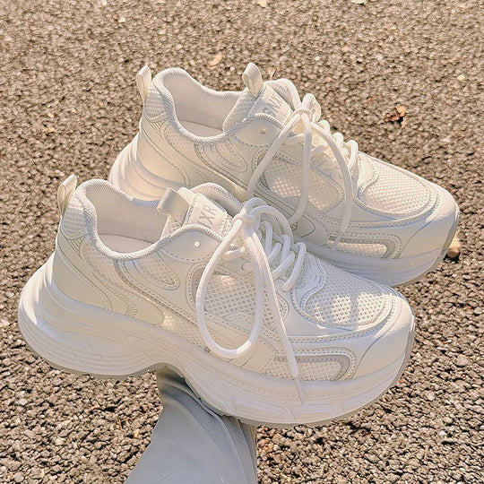 Damen Chunky Sneakers mit atmungsaktiver Mesh-Oberfläche und gepolsterter Sohle R&B