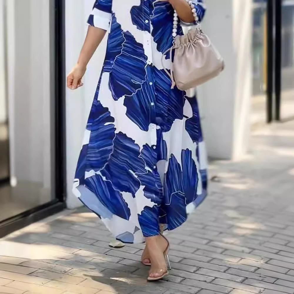 Damen Maxikleid mit seitlichem Schlitz und luftiger Passform R&B