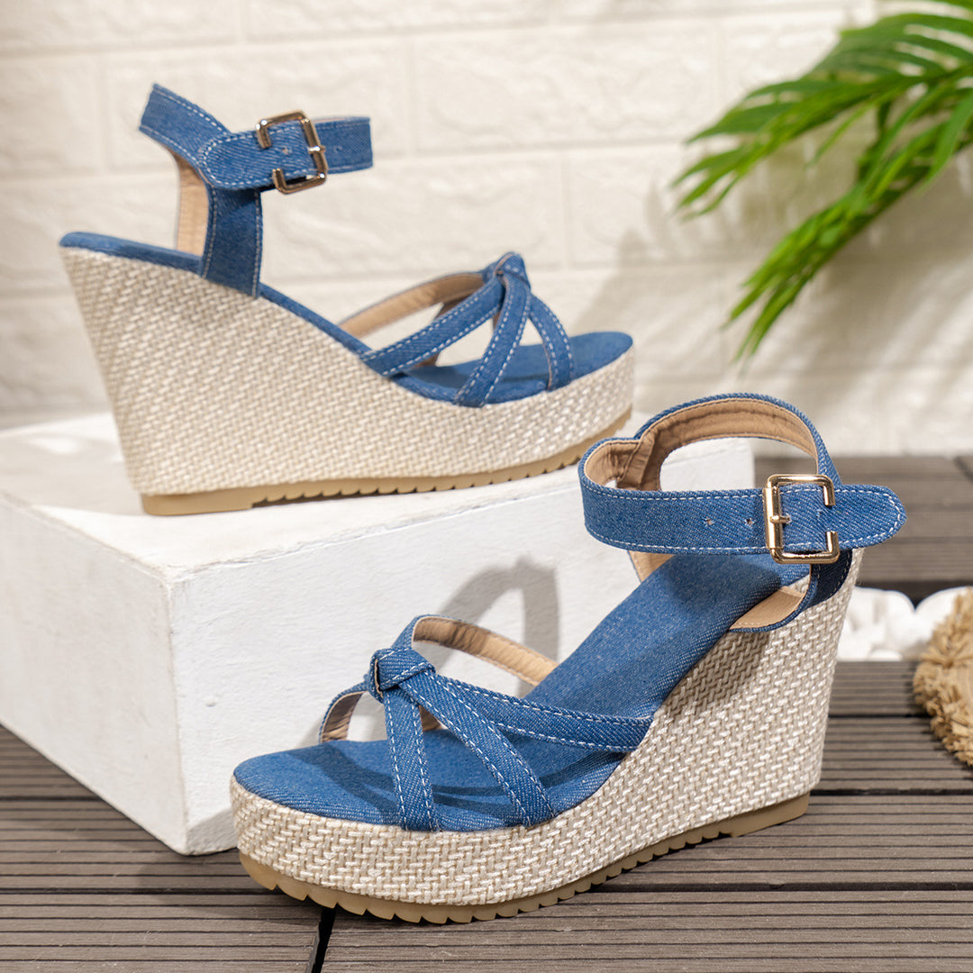 Damen Wedge-Sandalen mit verstellbarem Riemendesign und komfortabler Plattformsohle R&B