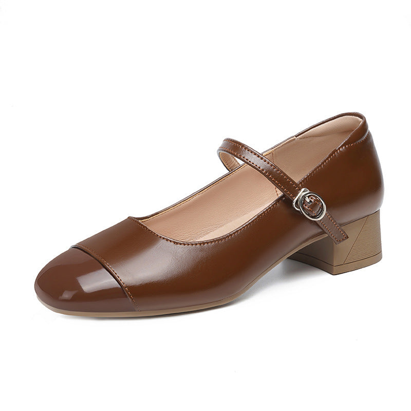 Damen Mary Jane Ballerinas mit verstellbarem Riemen und komfortablem Blockabsatz R&B