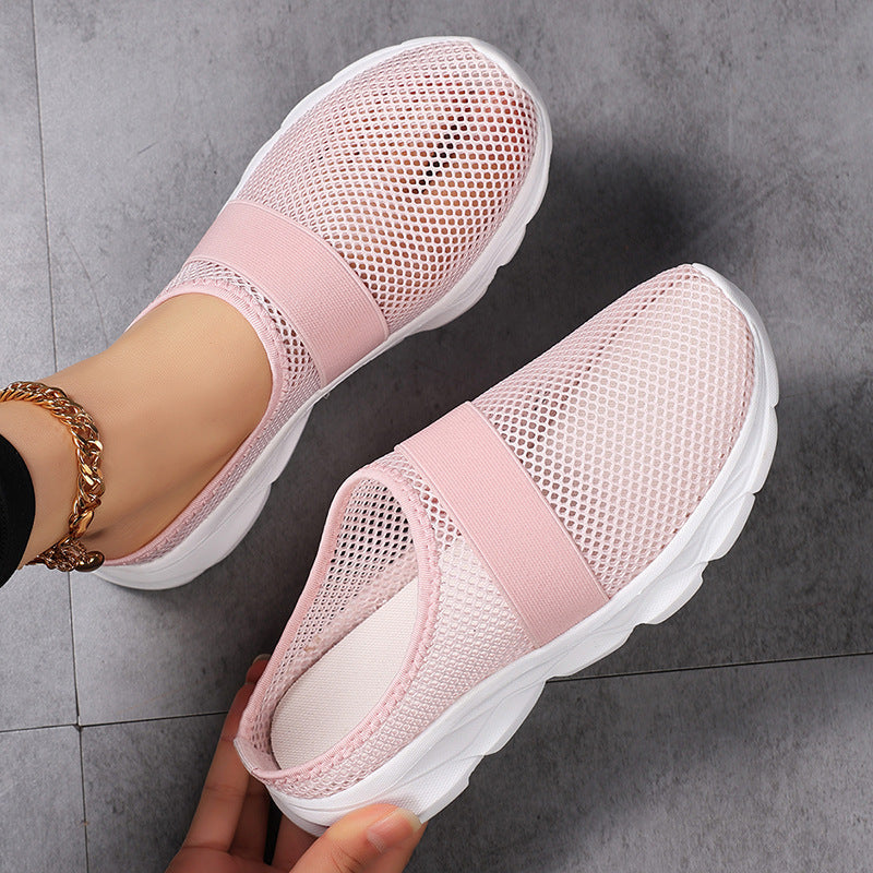 Damen Bequeme Netz-Sneaker mit elastischem Riemen und atmungsaktiver Sohle