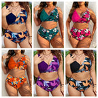 Damen Hochgeschnittener Bikini mit Wickeldesign und floralem Muster R&B