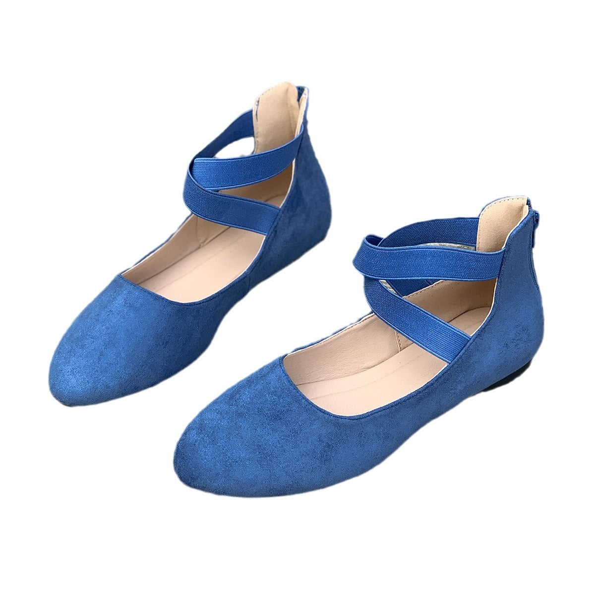Damen Ballerinas mit elastischen Kreuzgurten R&B