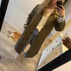 Damen Elegante Trenchcoat mit karierter Innenausstattung und weitgehendem Schnitt R&B