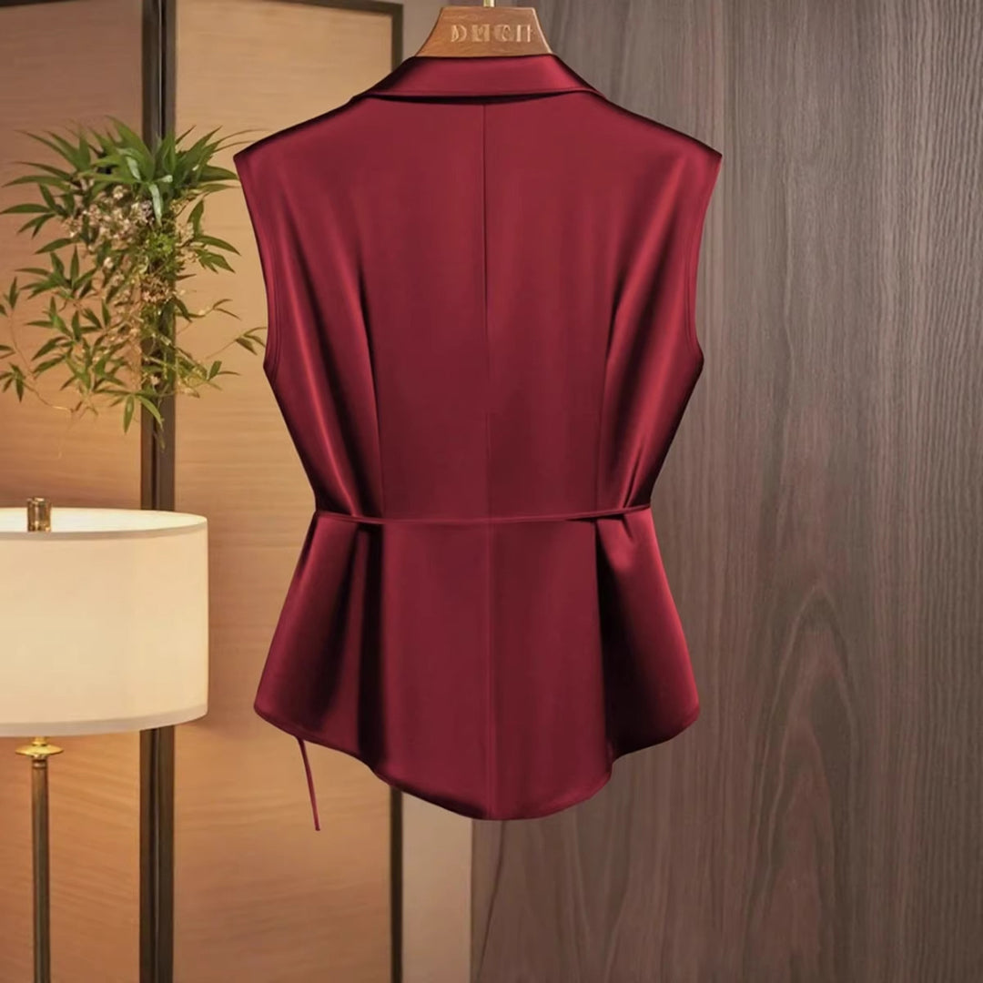Damen elegante Wickelbluse mit femininer Drapierung und Schalkragen R&B
