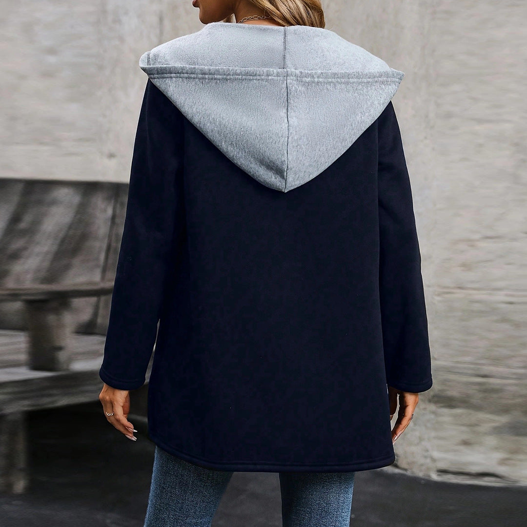 Damen bequeme Strickjacke mit Kapuze und praktischen Taschen R&B