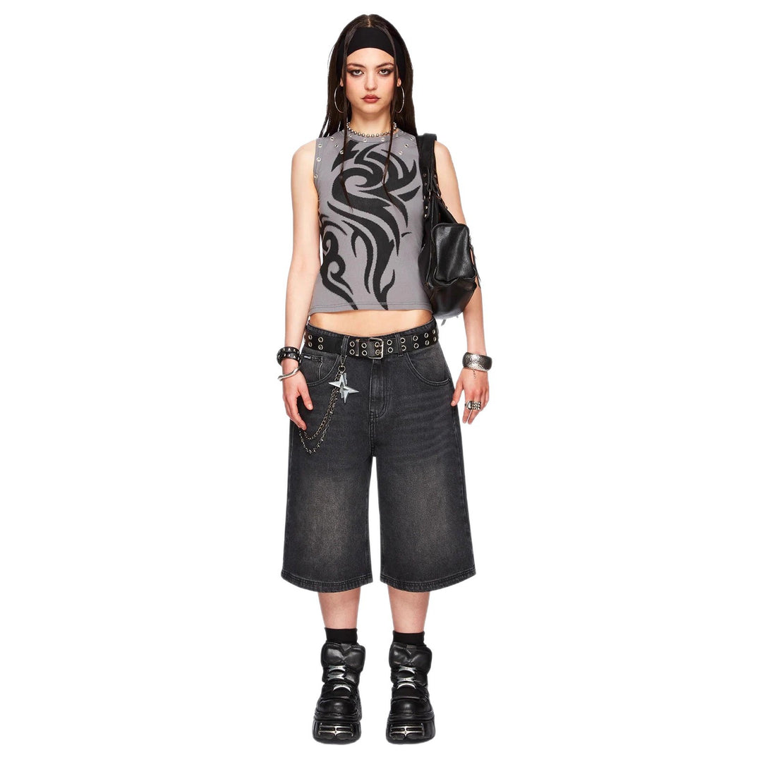 Damen Figurbetontes Top mit grafischem Design R&B
