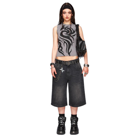 Damen Figurbetontes Top mit grafischem Design R&B