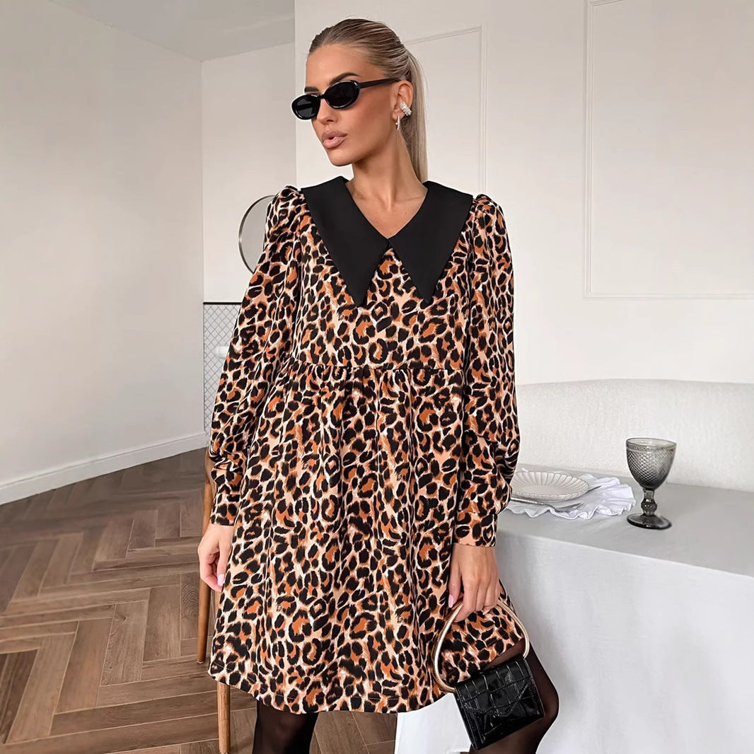 Damen Leichtes Tiermuster Kleid R&B