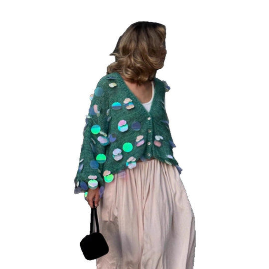 Damen Flauschiger Cardigan mit holografischen Akzenten R&B