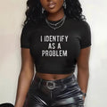 Damen Crop-T-Shirt mit kreativem Spruch und R&Brnem Schnitt R&B