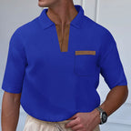 Herren Kurzarm-Polohemd mit modernem Stehkragen und Brusttasche R&B