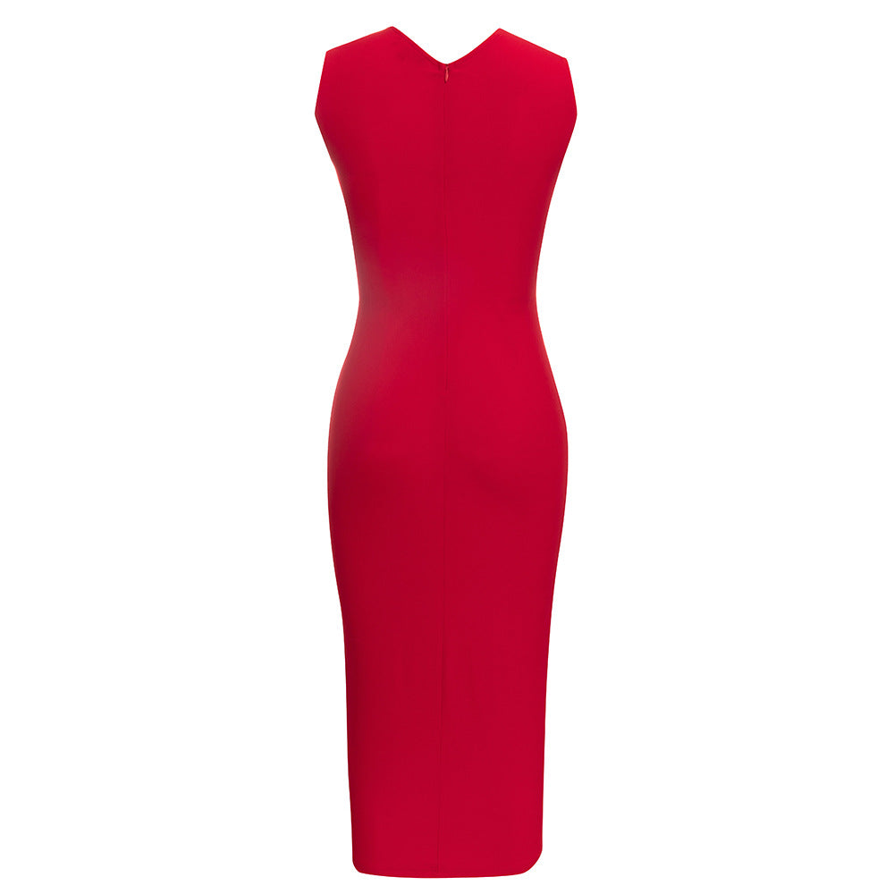 Damen Elegantes Cocktailkleid mit raffinierten Cut-Outs und metallic großen Knopfdetails R&B