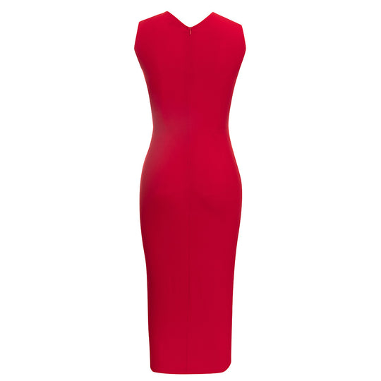 Damen Elegantes Cocktailkleid mit raffinierten Cut-Outs und metallic großen Knopfdetails R&B