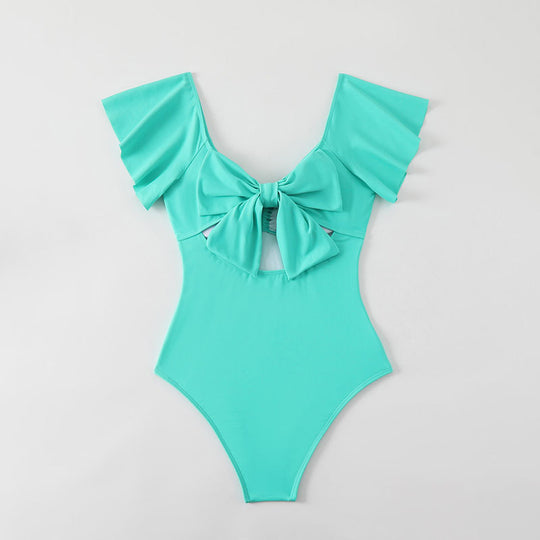 Damen Eleganter Einteiler Badeanzug mit Rüschendetails R&B