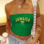 Damen Crop-Top mit seitlichem Logo-Design und elastischem Material R&B