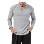 Herren Langarm-Henley-Shirt mit hochwertiger Baumwollmischung und modischen Knopfdetails R&B