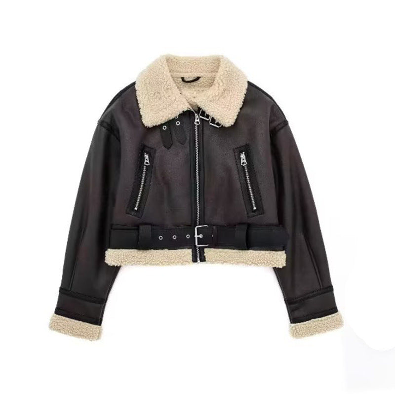 Damen modische jacke mit Innenfutter und Gürtel R&B