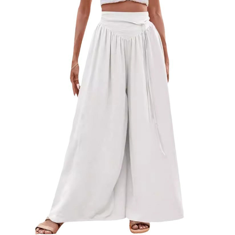 Damen Weite High-Waist-Hose mit elastischem Bund und praktischen Taschen R&B