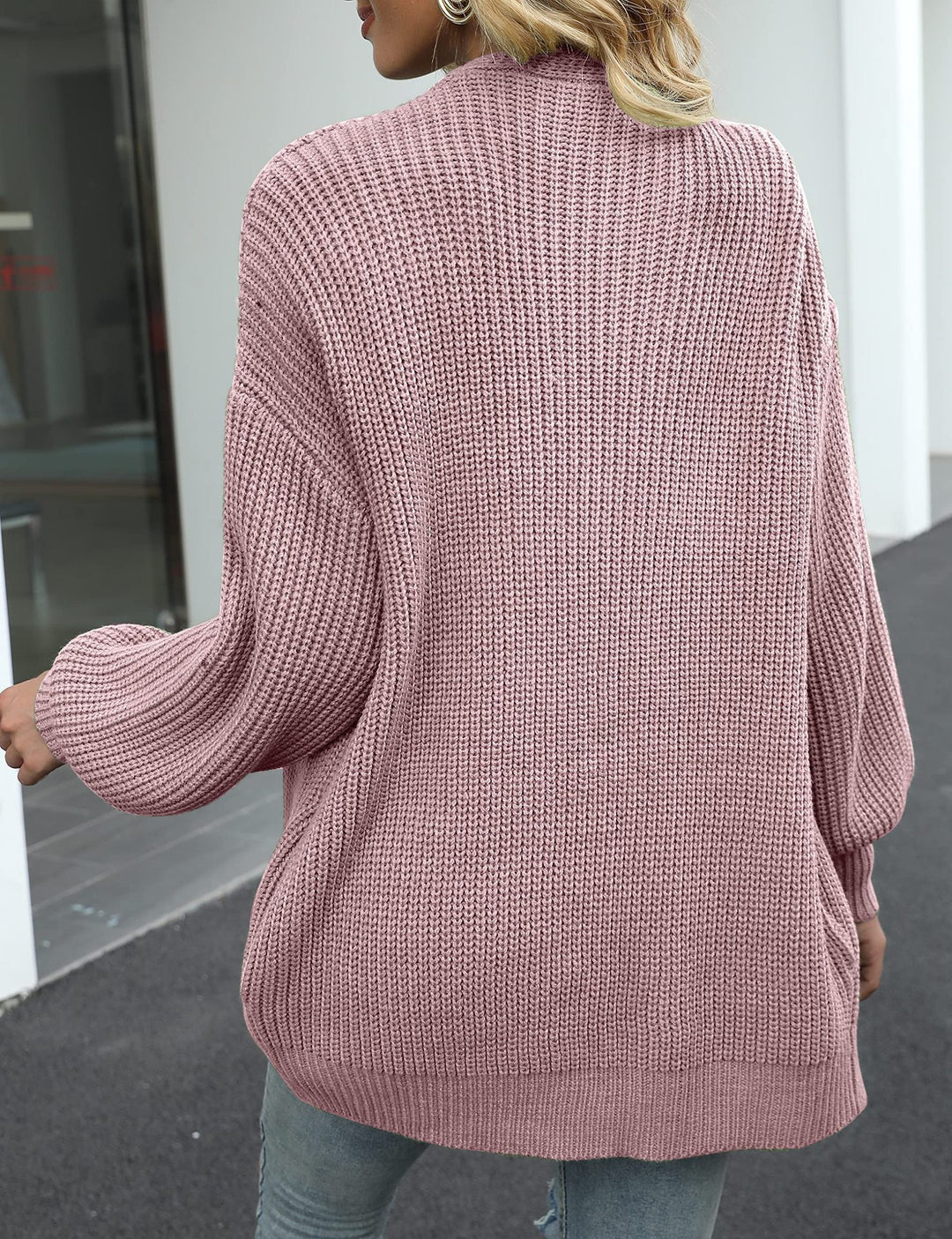 Damen Oversized Strickjacke mit tiefem Schnitt R&B