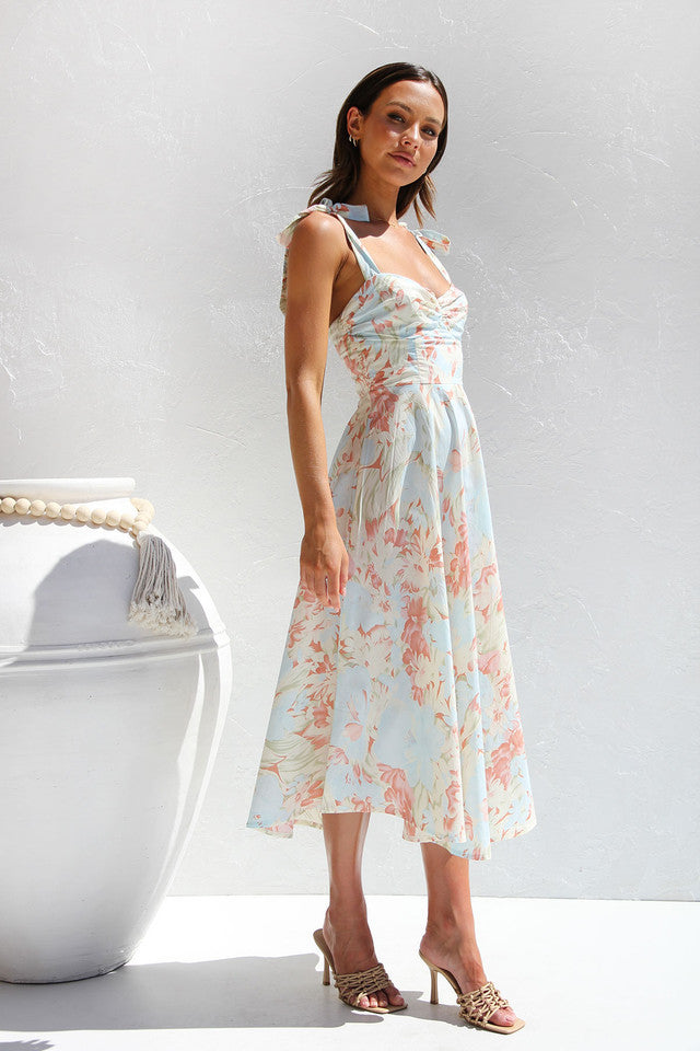 Damen Sommerliches Blumenkleid mit elegantem Spaghettiträger-Design R&B