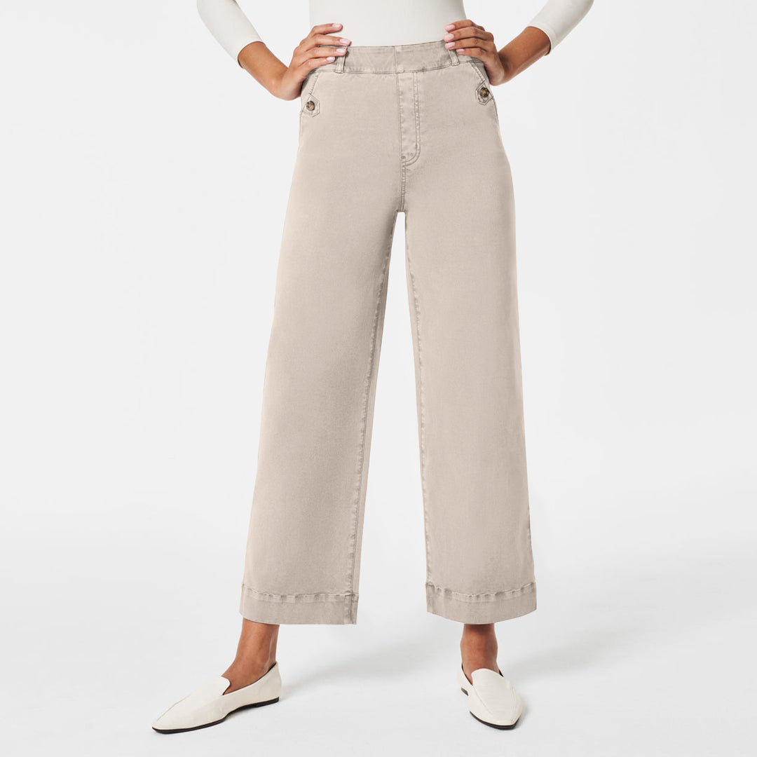Damen Weite High-Waist Hose mit modischen Knopfdetails R&B