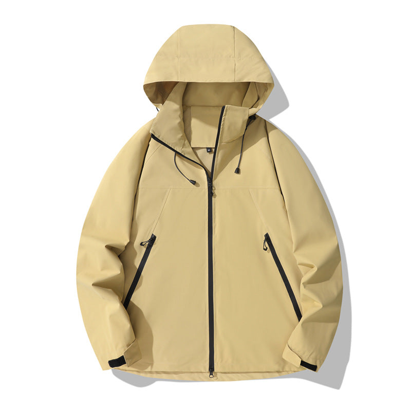 Damen wasserabweisende Outdoor-Jacke mit verstellbarem Kapuzenkragen und funktionalen Reißverschlusstaschen R&B