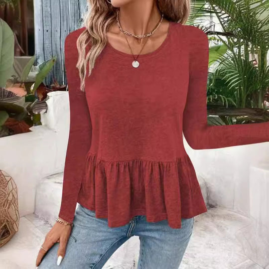 Damen Langarmshirt mit voluminösem Peplumschnitt R&B
