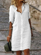 Damen Lässiges Hemdkleid mit Schicken Details R&B