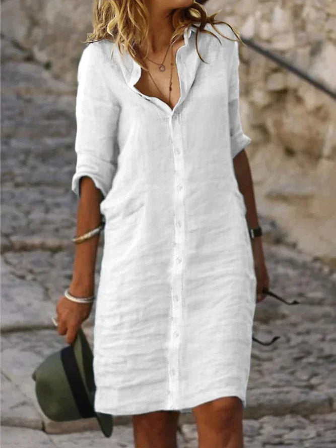 Damen Lässiges Hemdkleid mit Schicken Details R&B