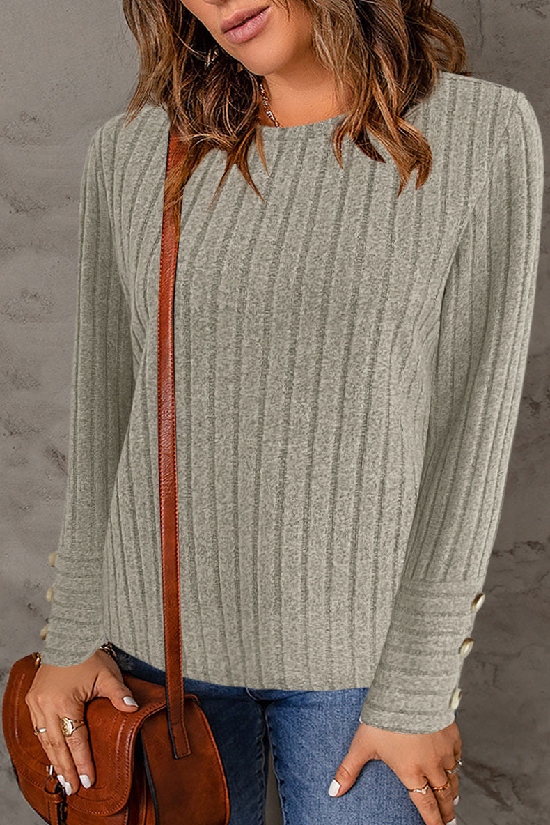 Damen Feinstrickpullover mit eleganter Rippenstruktur und Knopfdetails R&B