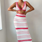 Damen Häkel-Crop-Top und Maxirock Set EB