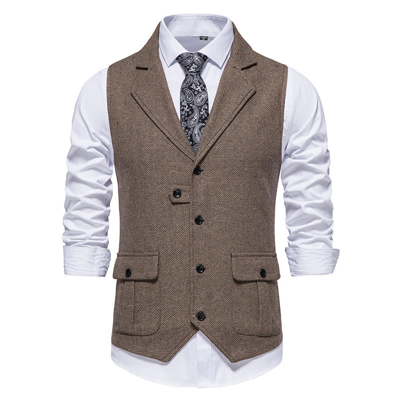 Herren Anzugweste aus hochwertigem Herringbone-Stoff R&B