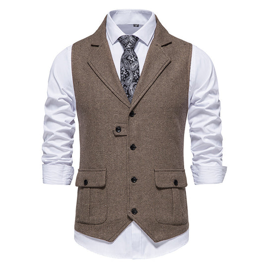Herren Anzugweste aus hochwertigem Herringbone-Stoff R&B