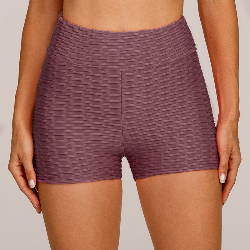 Damen Kompressionssportshorts mit strukturierter Oberfläche und hohem Bund R&B