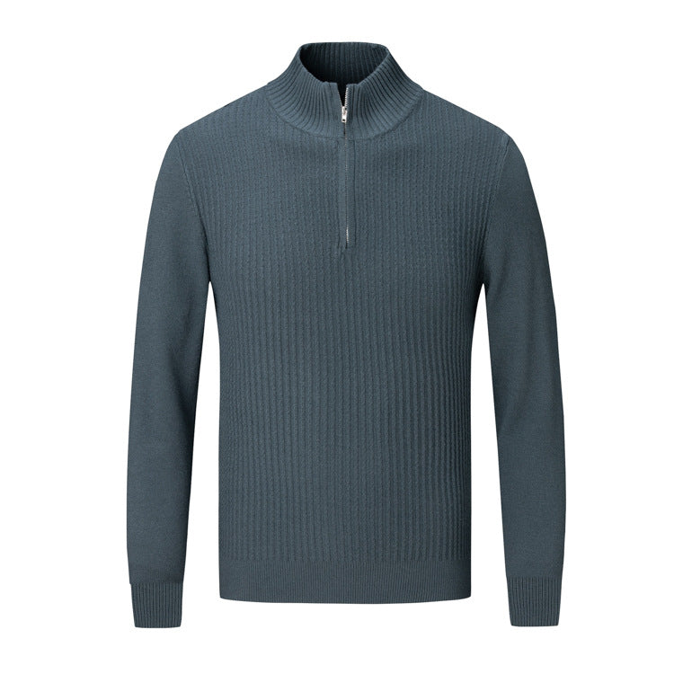 Herren Strickpullover mit modernem Stehkragen und feinem Rippdesign R&B