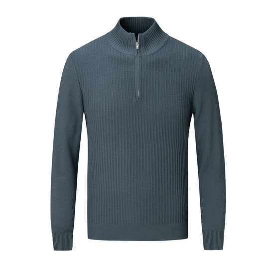 Herren Strickpullover mit modernem Stehkragen und feinem Rippdesign R&B