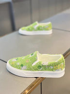 Damen Slip-On Sneakers mit buntem besticktem Design
