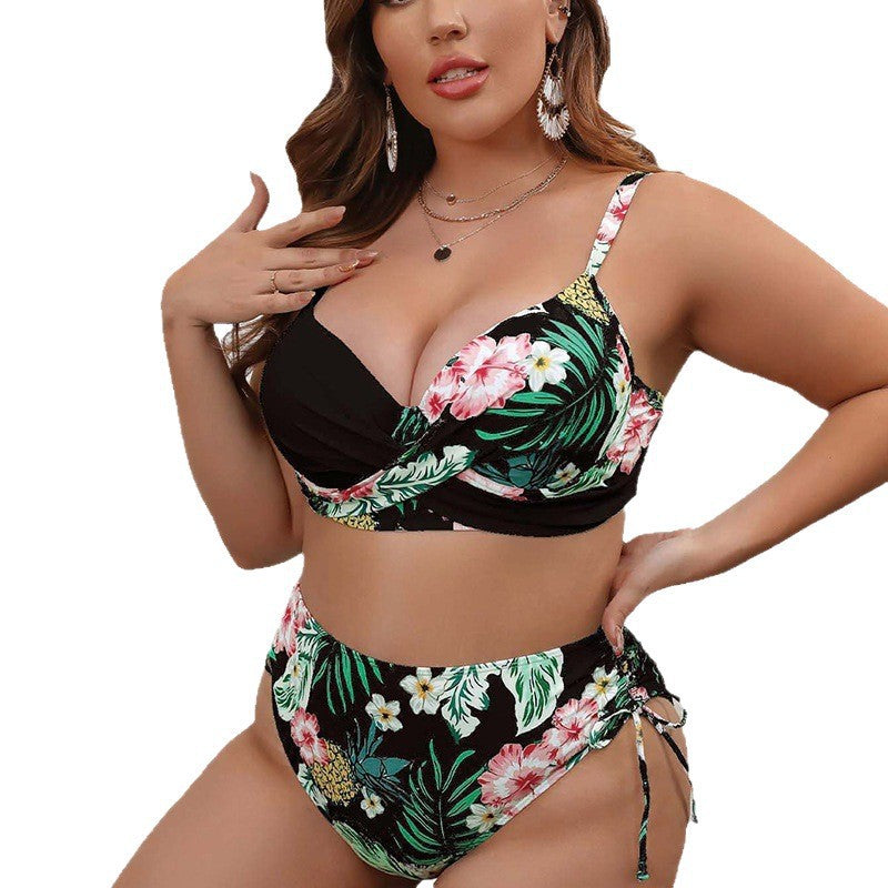 Damen Hochtailliertes Bikini-Set mit floralem Wickel-Top R&B