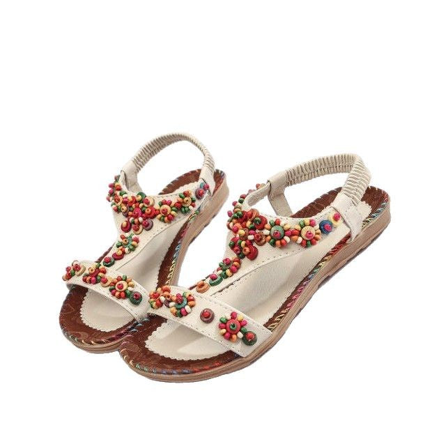 Damen modische Sandalen mit bunten Blumenapplikationen R&B