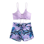 Damen Zweiteiliges Badeset mit verstellbarem Bustier und Shorts R&B