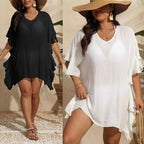 Damen luftiger Strandüberwurf mit verspieltem Volant R&B