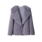 Damen Elegante Kunstpelzjacke mit großem Kragen R&B